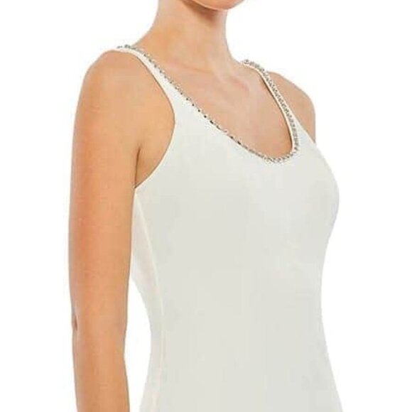 NWT Ieena Duggal 26583 Luxry Crepe Evening Dress White size 4 - Picture 4 of 9